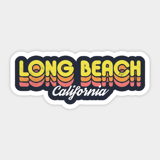 Retro Long Beach California Sticker by rojakdesigns